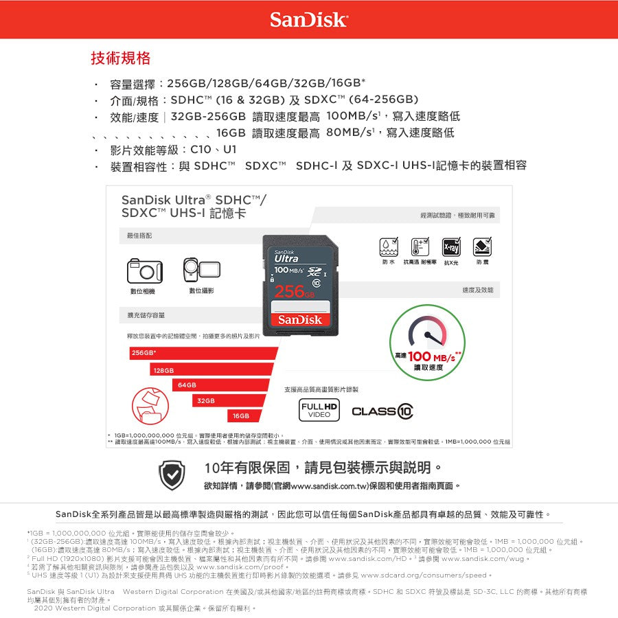 SanDisk Ultra SDHC 32GB 記憶卡 100MB/s DUNR