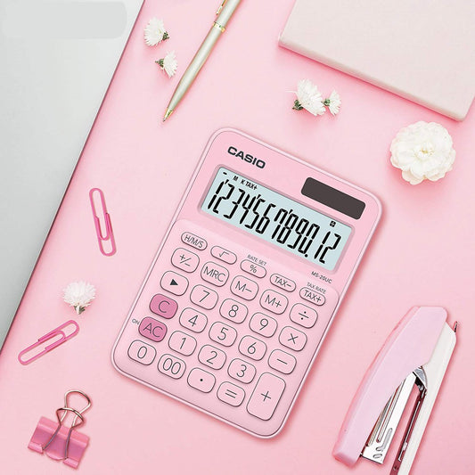 Casio MS-20UC pink 12-bit color series office calculator