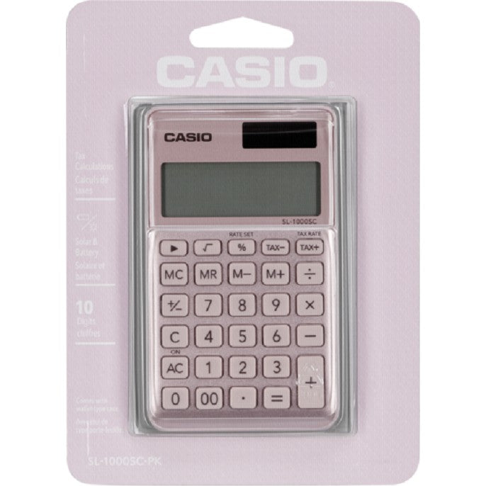 Casio SL-1000SC pink fashionable metal 10-digit travel series calculator