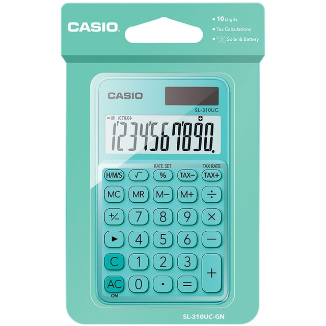 Casio SL-310UC Green Calculator Travel Series 10-Digit Calculator