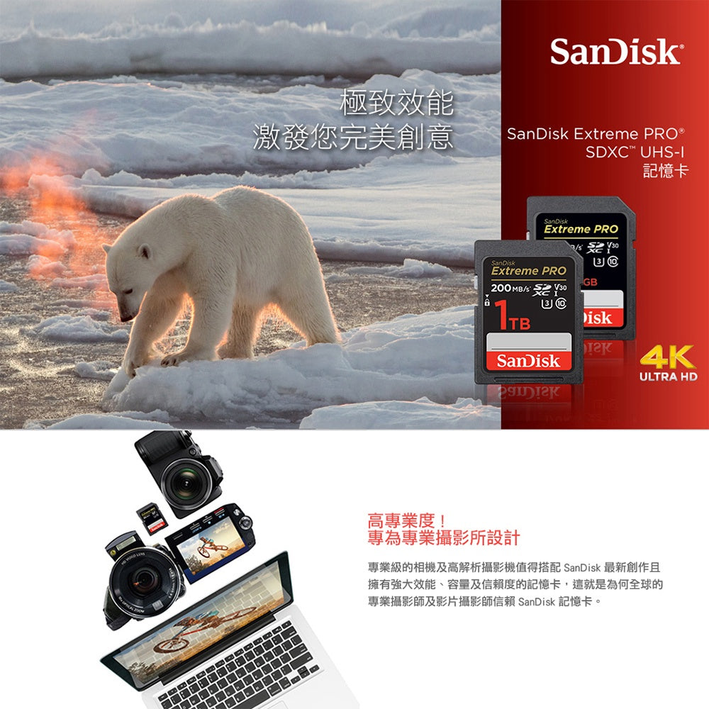 [Comprehensive upgrade] SanDisk Extreme Pro 200MB/s SDXC V30 1TB memory card