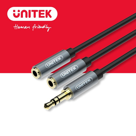 UNITEK aluminum alloy one-to-two AUX audio cable (Y-C956ABK)