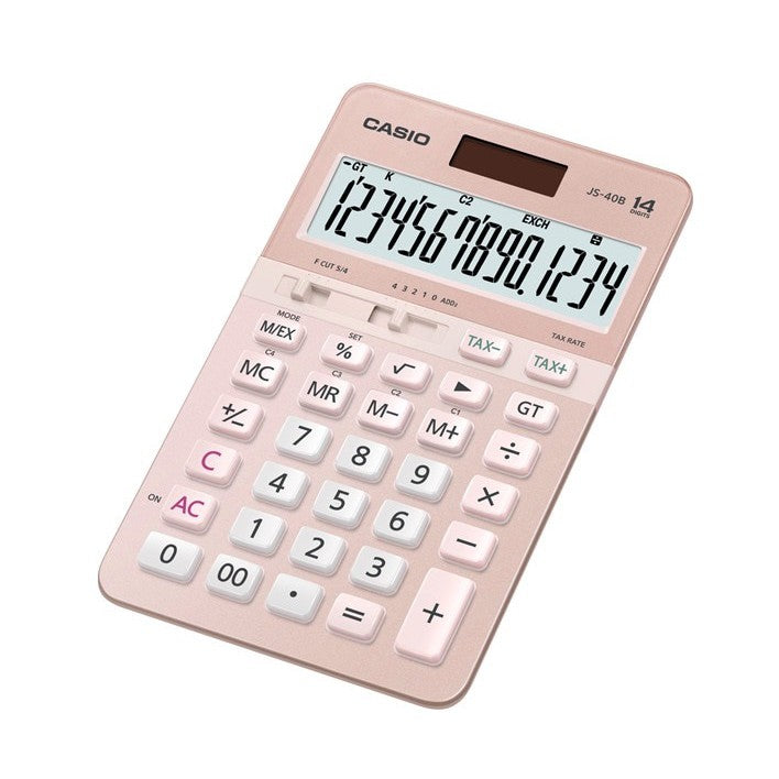 Casio JS-40B pink 14-bit heavy-duty office calculator