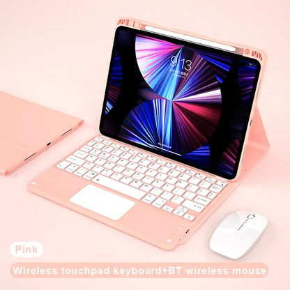 適用 2022 iPad 10 膚感藍牙鍵盤保護套 Pro11/10.2 筆槽觸控鍵盤套 9.7