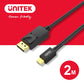 UNITEK Mini DisplayPort to DisplayPort 1.2版傳輸線 2M (Y-C611BK)