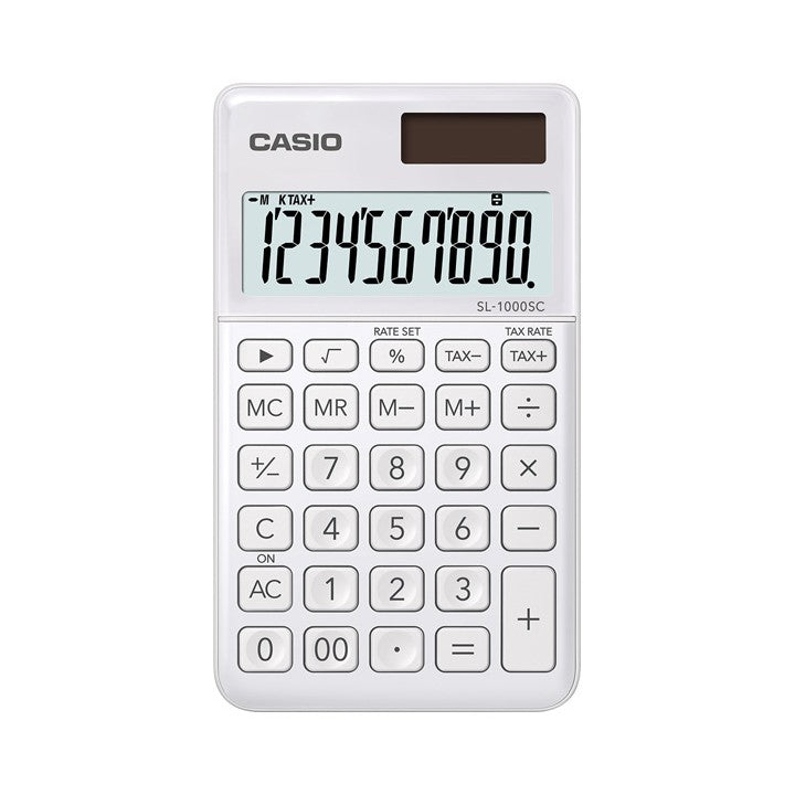 Casio SL-1000SC white calculator stylish metal series 10-digit travel calculator