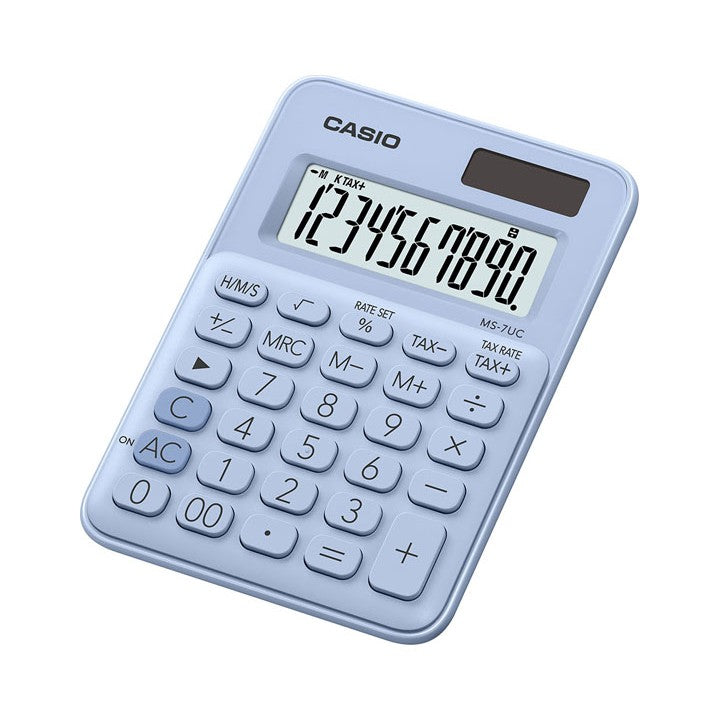 Casio ms-7uc calculator light blue 10-digit colorful series office calculator