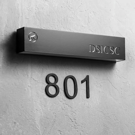 Black house number floating sign address plate