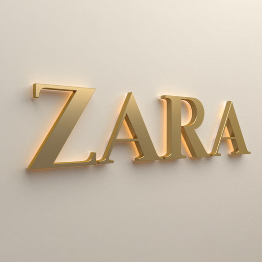 Customized gold backlit store LED sign metal wall lettering