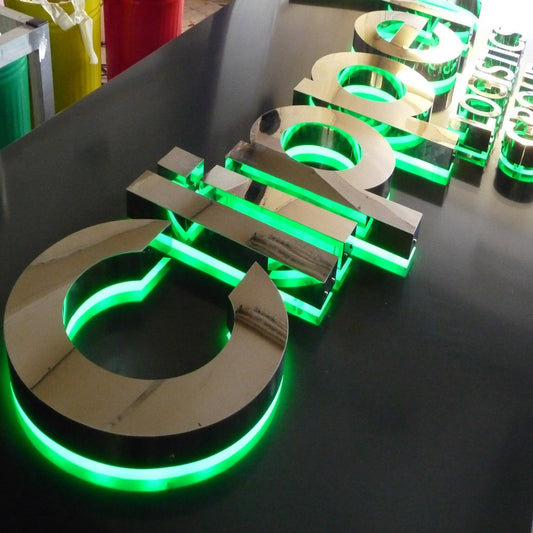 Customized indoor antique stainless steel color backlit LED letters