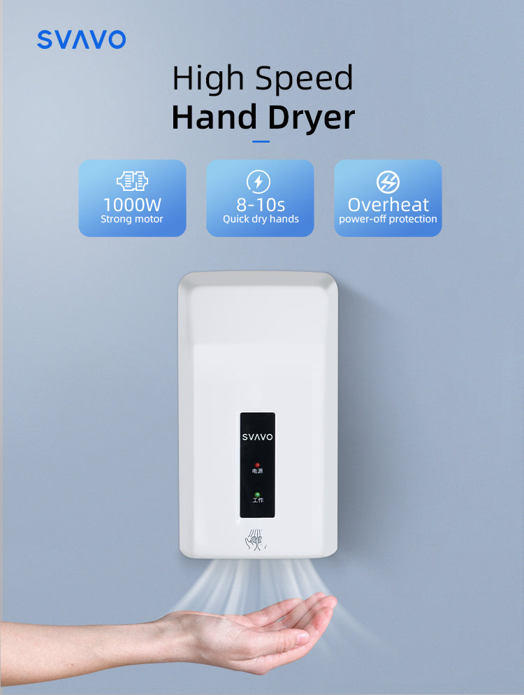 VX280 commercial wall-mounted fully automatic hand dryer contact-free high-speed fast drying hands-free electric induction hand dryer