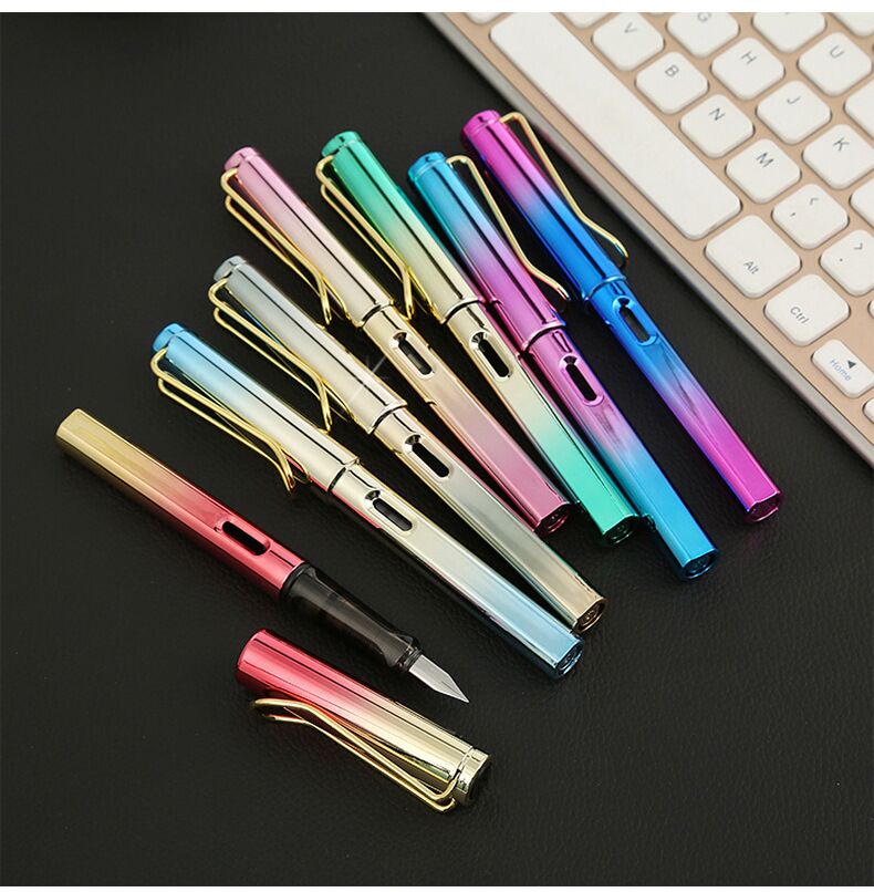 Promotional elegant plastic fountain pen LOGO printing with ink bag