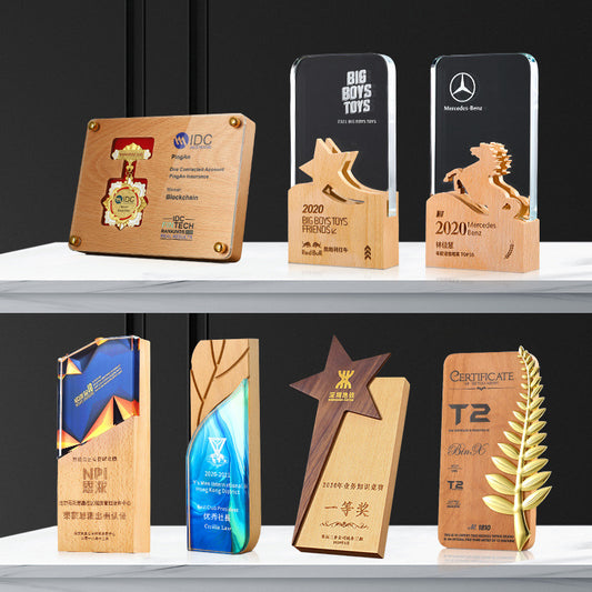 High-quality creative classic high-quality customized solid wood crystal trophy award ceremony trophy