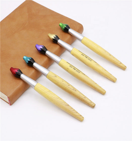 Features LOGO printing brush shape bamboo ballpoint pen