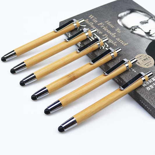 Multifunctional Promotional Gift Touch Screen Eco-Friendly Bamboo Ballpoint Pen for iPad iPhone