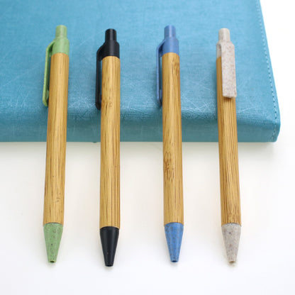 促銷定制LOGO 回收竹紋紙捲生態筆 可生物降解夾
