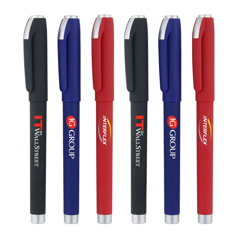 Customized rubber multi-color plastic gel ink pen with printable LOGO