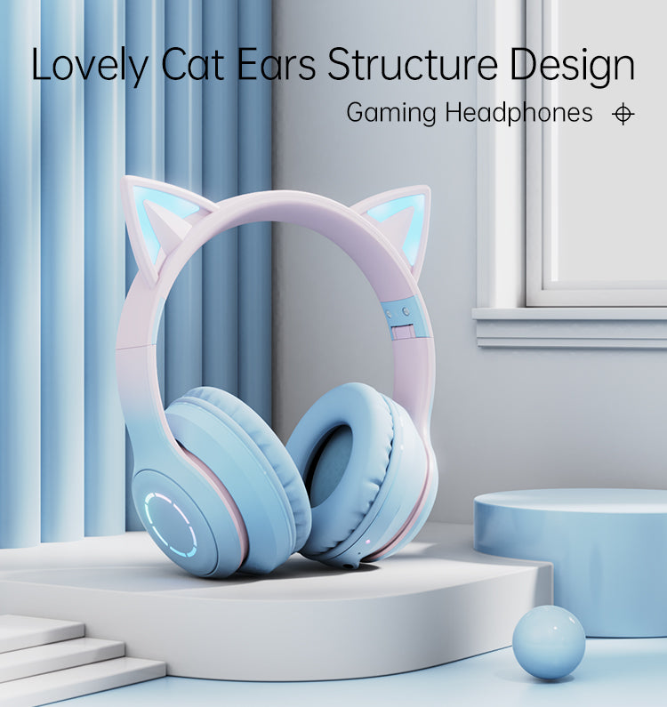 Wireless Bluetooth BT029C Luminous Cat Ear Gaming Esports Anchor Headphones