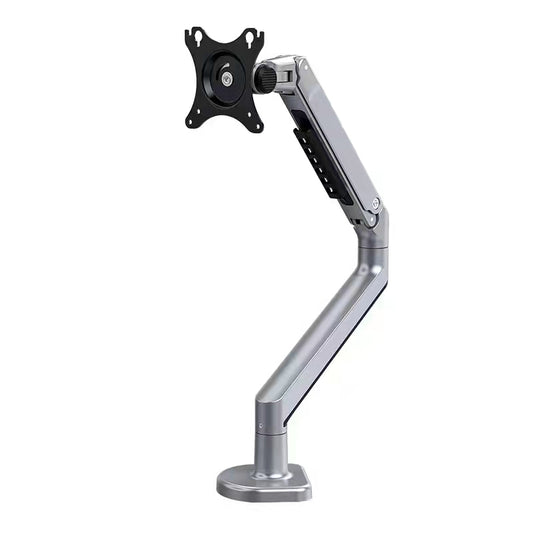 Ergonomic Articulating Desktop Stand Silver Pneumatic VESA 34" Monitor Arm High Load Stand Support