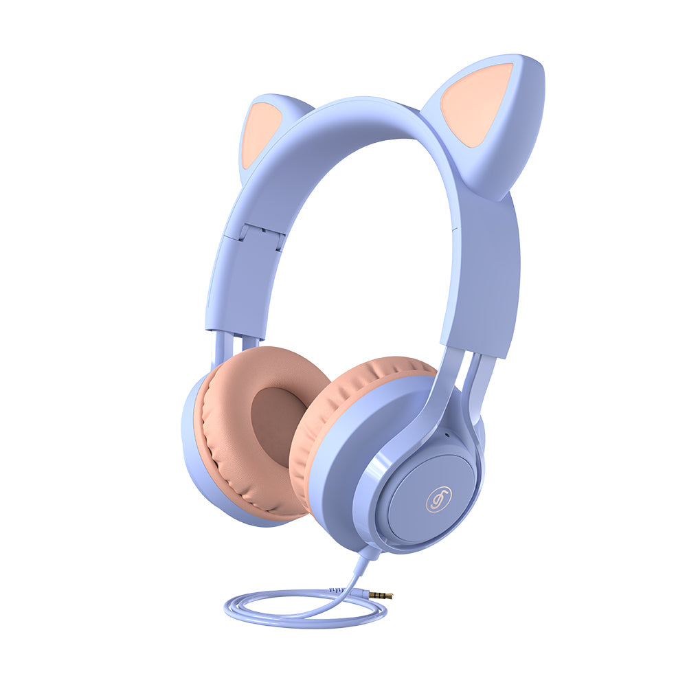 Cute Cat Ears Children's Microphone Line Control Headphones Online Class Headphones EP08