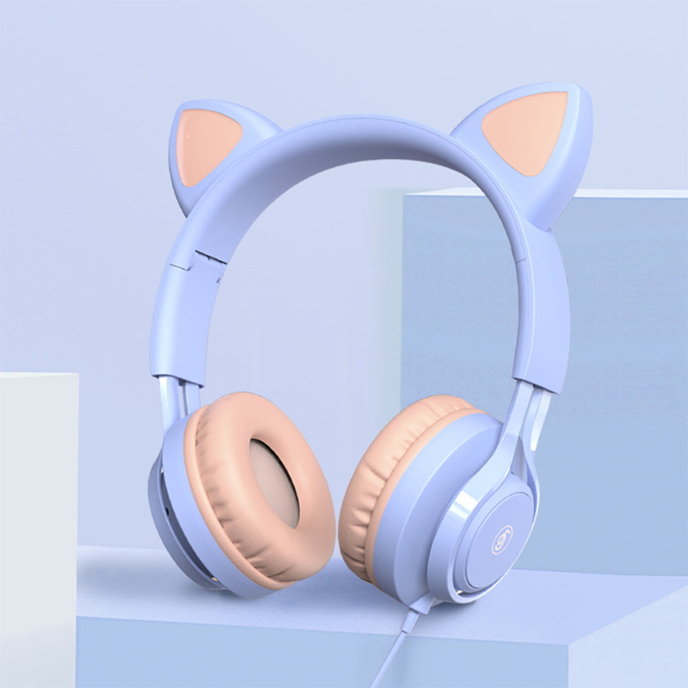 Cute Cat Ears Children's Microphone Line Control Headphones Online Class Headphones EP08