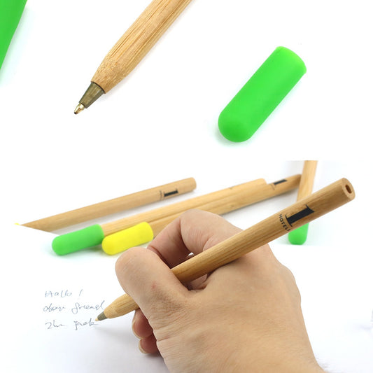 School Office Customized Laser LOGO Pen Eco-Friendly Bamboo Promotional Ballpoint Pen