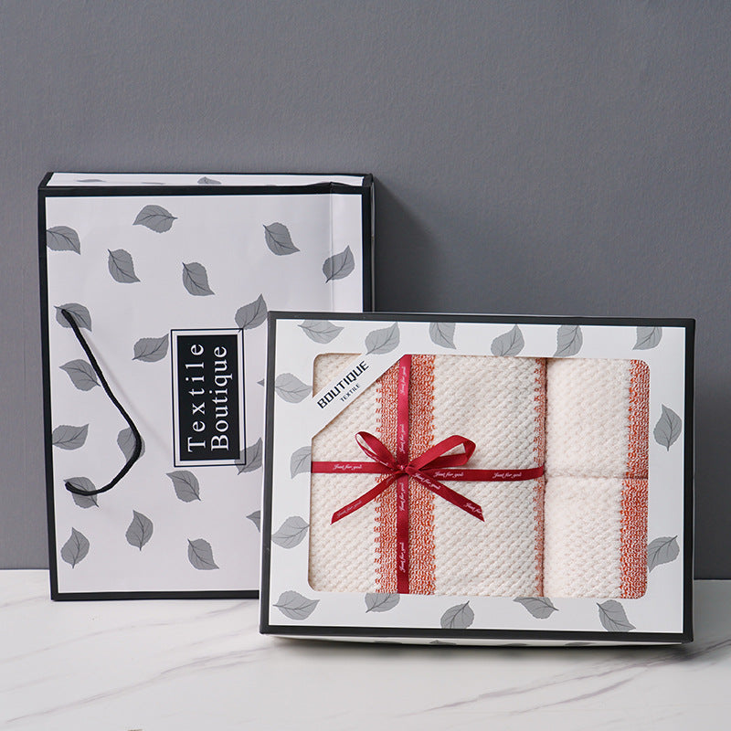 Logo customized coral velvet towel and bath towel gift box set