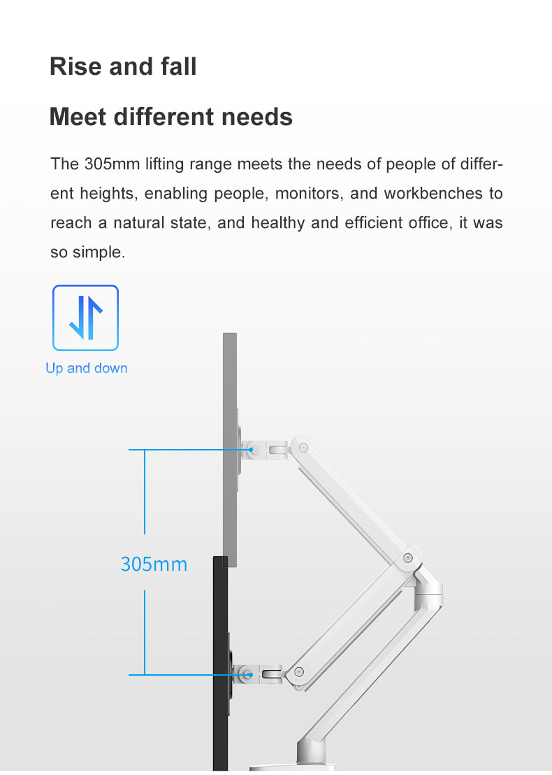 360 degree flexible gas spring folding LCD monitor arm bracket