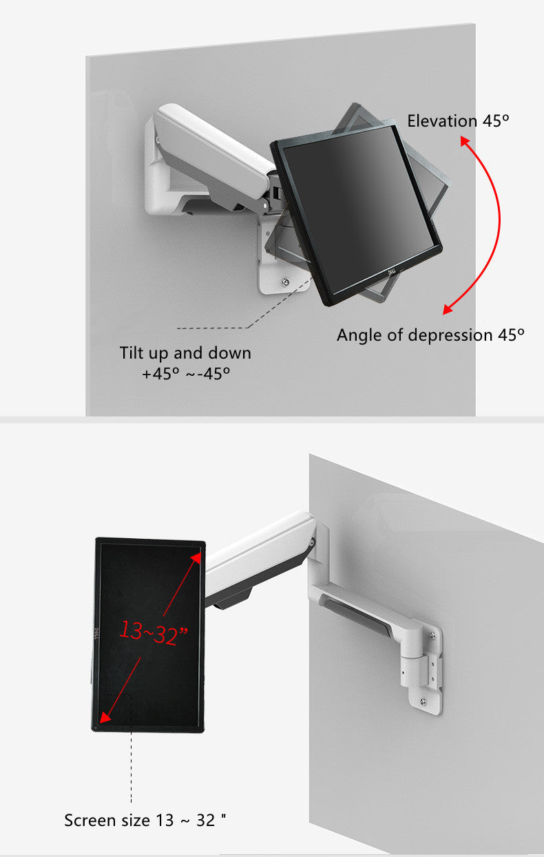 SH-W2-WALL VESA 100x100 Air Spring Fully Dynamic Height Adjustable Unique LCD Monitor Arm Wall Mount Bracket