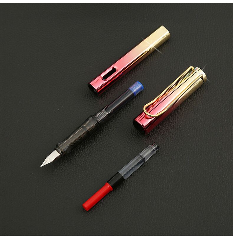 Promotional elegant plastic fountain pen LOGO printing with ink bag