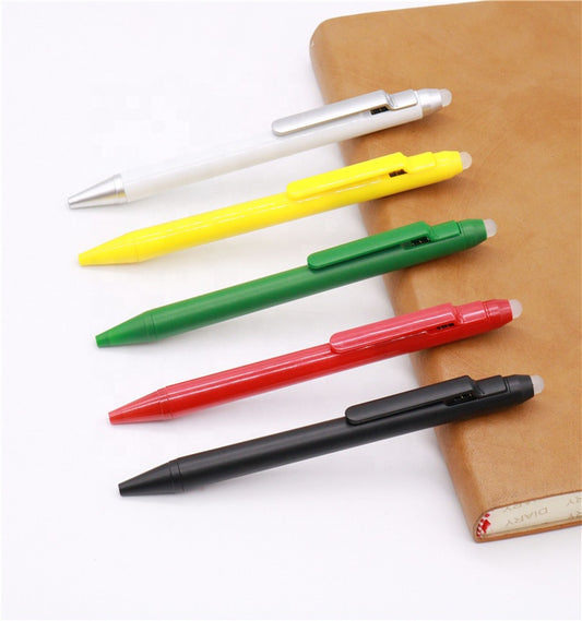 Simple design metal pen clip plastic erasable gel pen