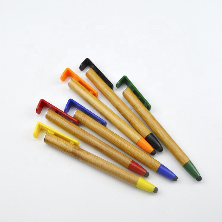 促銷LOGO定制 禮品環保竹筆帶手寫筆和手機支架
