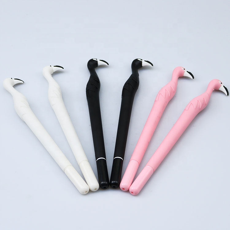 Promotional cute flamingo shape soft plastic children's gift gel pen with customized LOGO