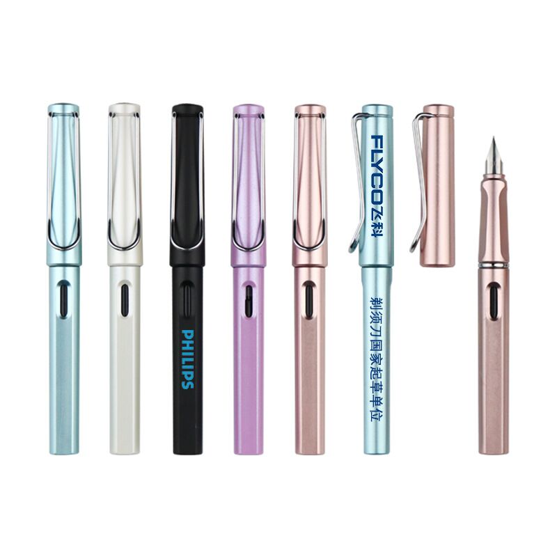 Promotional elegant plastic fountain pen LOGO printing with ink bag