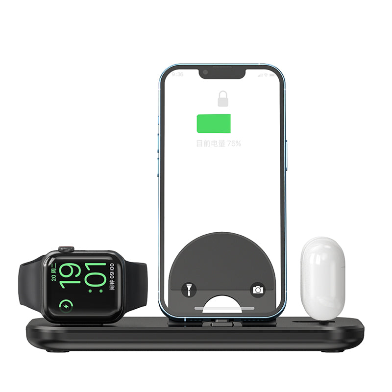 可折疊10w 無線快速充電器 3 合 1 無線快速充電器支架 適用於 iPhone 適用於智能手錶 適用於 AirPods