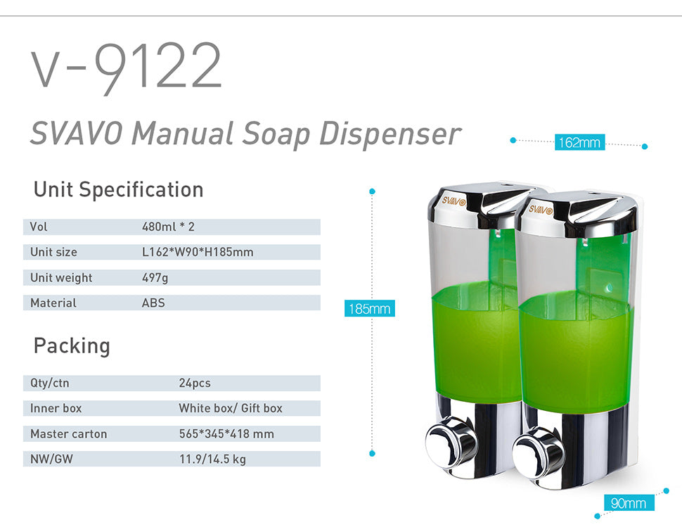 V--9121 酒店浴室壁掛式手泵手動皂液器