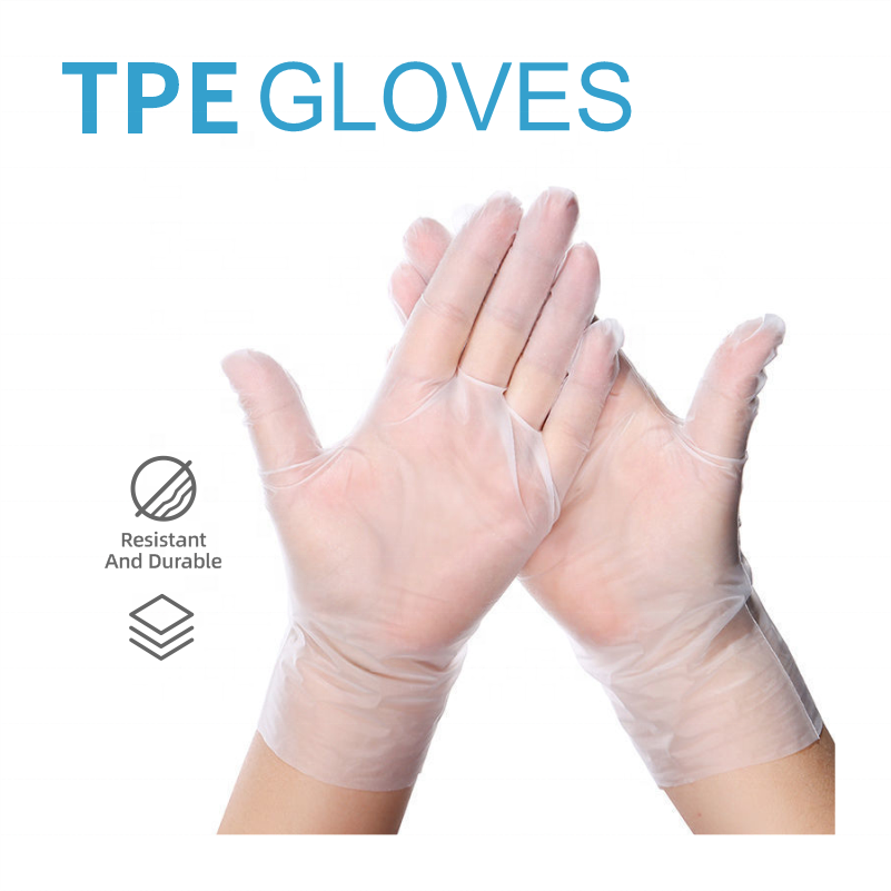 Durable food-grade household catering kitchen baking disposable TPE thickened gloves 100 pieces