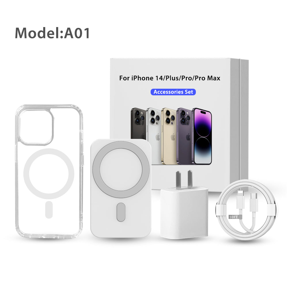 6-in-1 Bluetooth Headphone Charger Magnetic Power Bank Travel Charger Phone Case Gift Box Set for iPhone 14 Pro 13