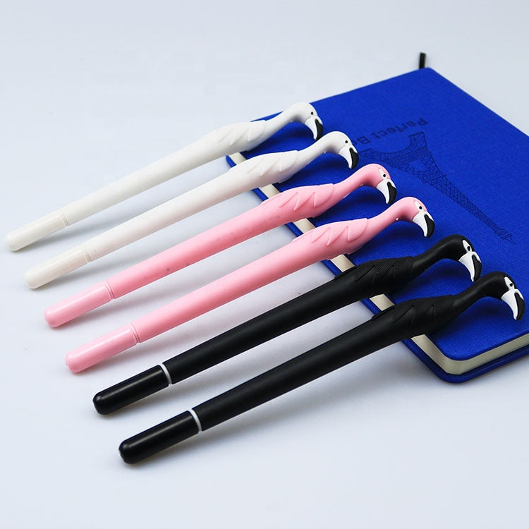 Promotional cute flamingo shape soft plastic children's gift gel pen with customized LOGO