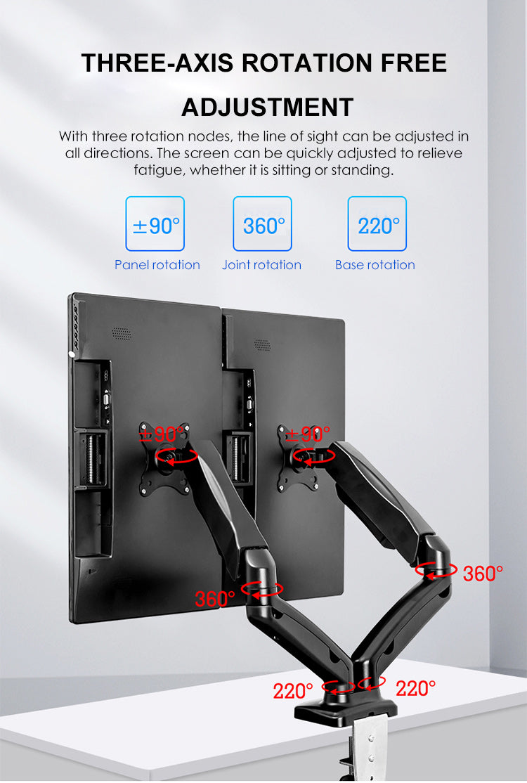 氣彈簧桌面支架雙液晶顯示器可調顯示器臂