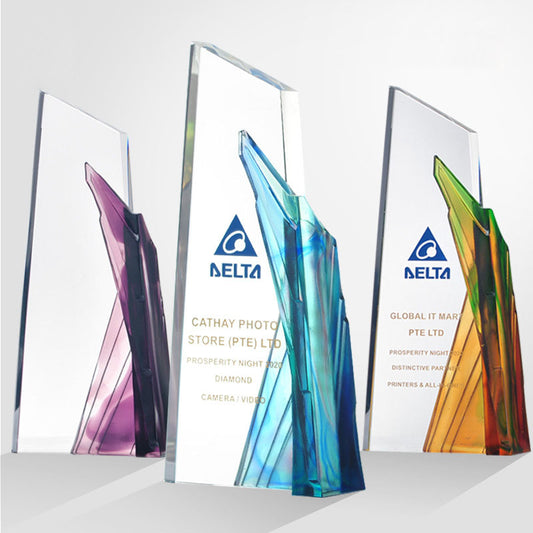 Customized logo colorful crystal trophy celebration award crystal trophy