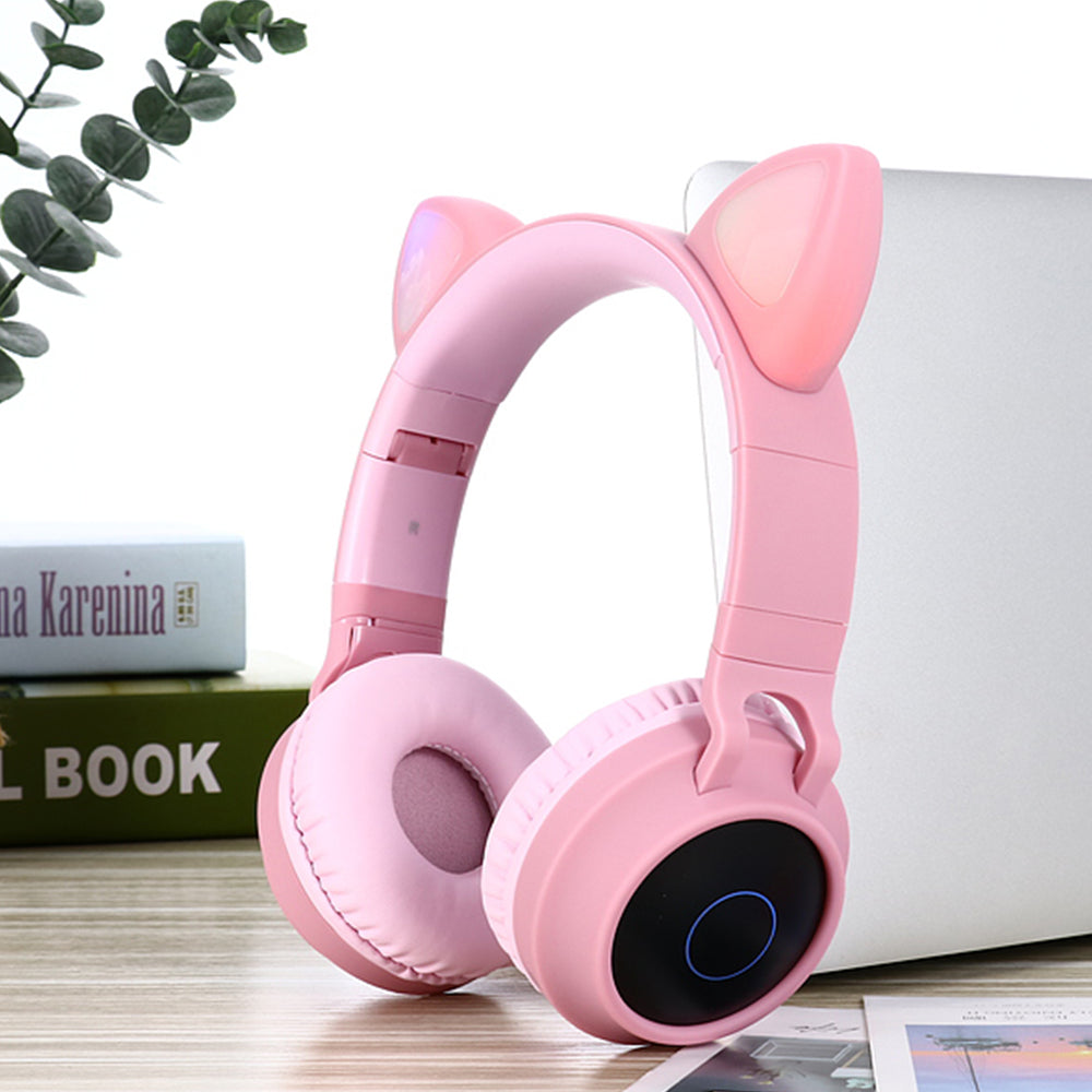 Cute Cat Ear Headphones BT028C Wireless Head-mounted Cartoon Bluetooth Gaming Headset