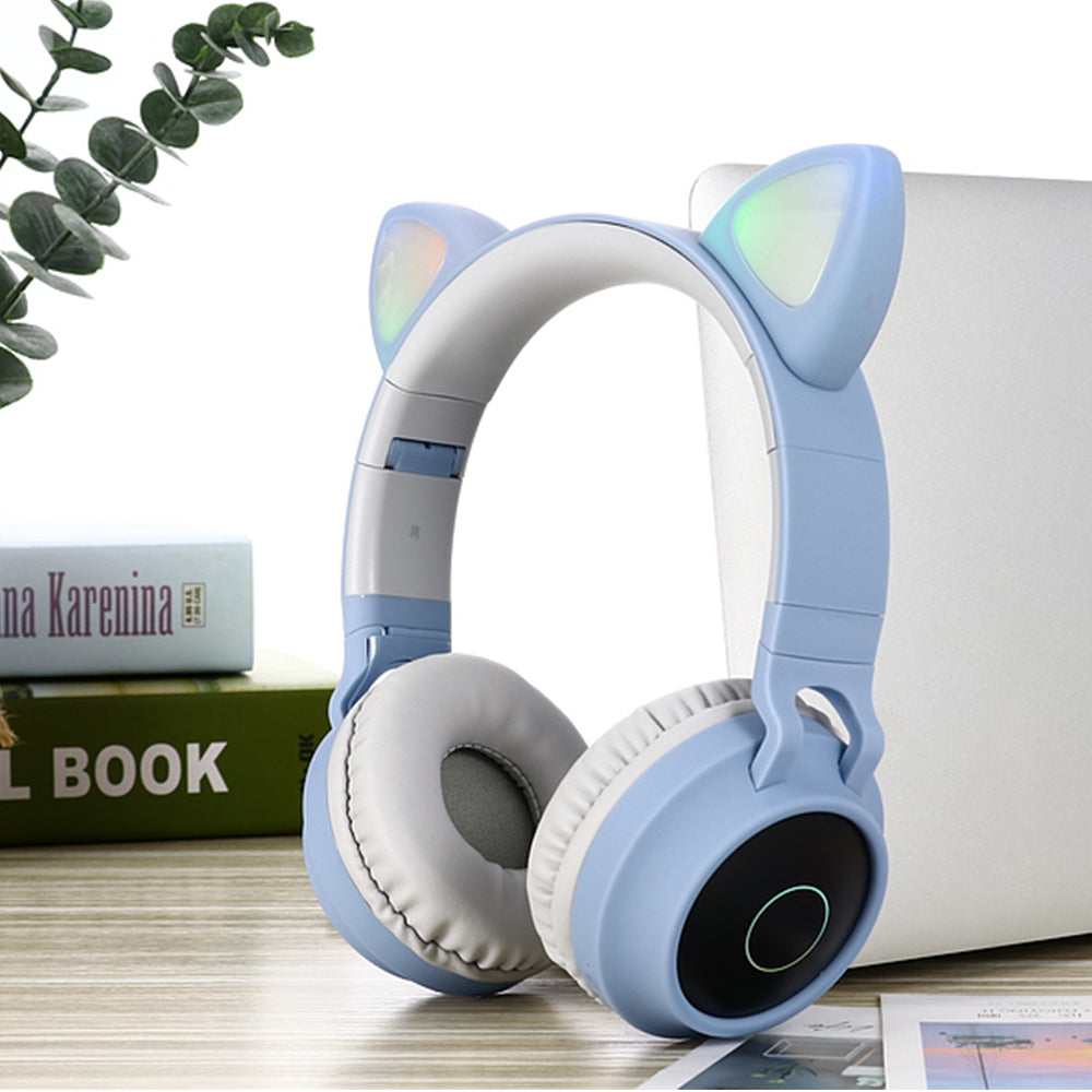 Cute Cat Ear Headphones BT028C Wireless Head-mounted Cartoon Bluetooth Gaming Headset