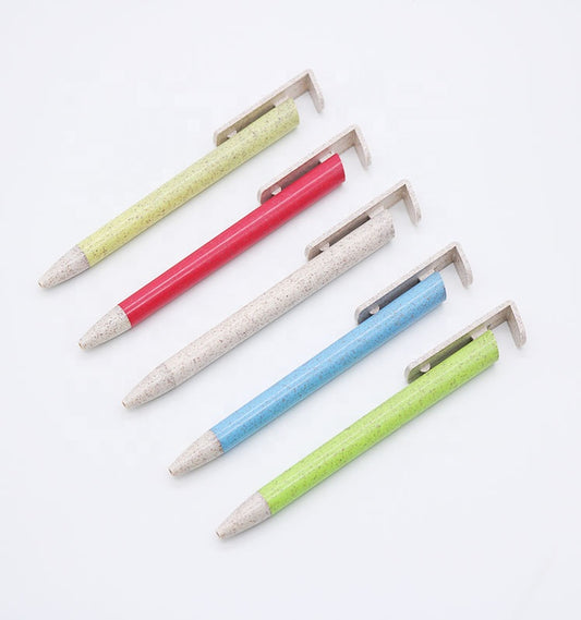 New eco-friendly wheat grass ballpoint pen with mobile phone holder