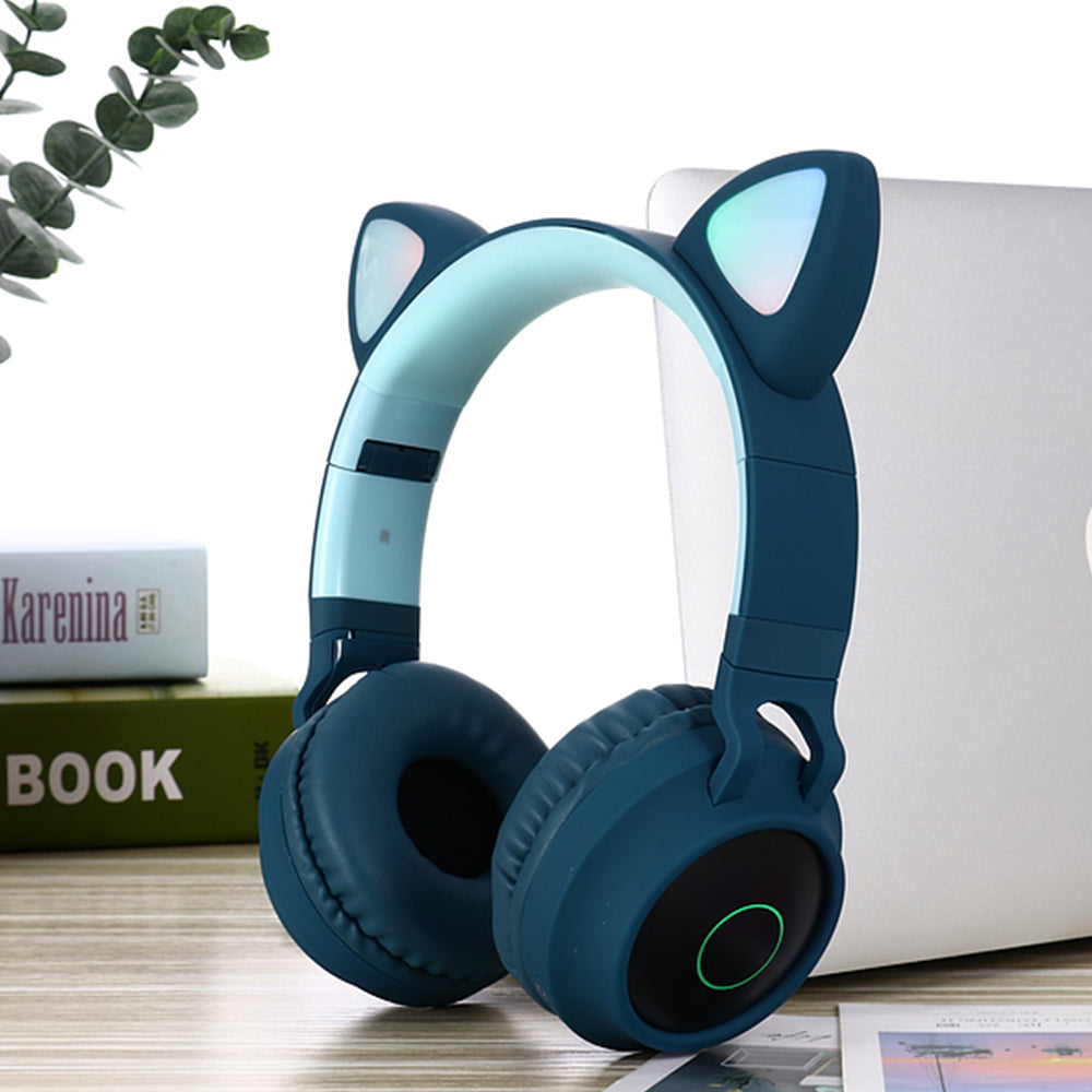 Cute Cat Ear Headphones BT028C Wireless Head-mounted Cartoon Bluetooth Gaming Headset