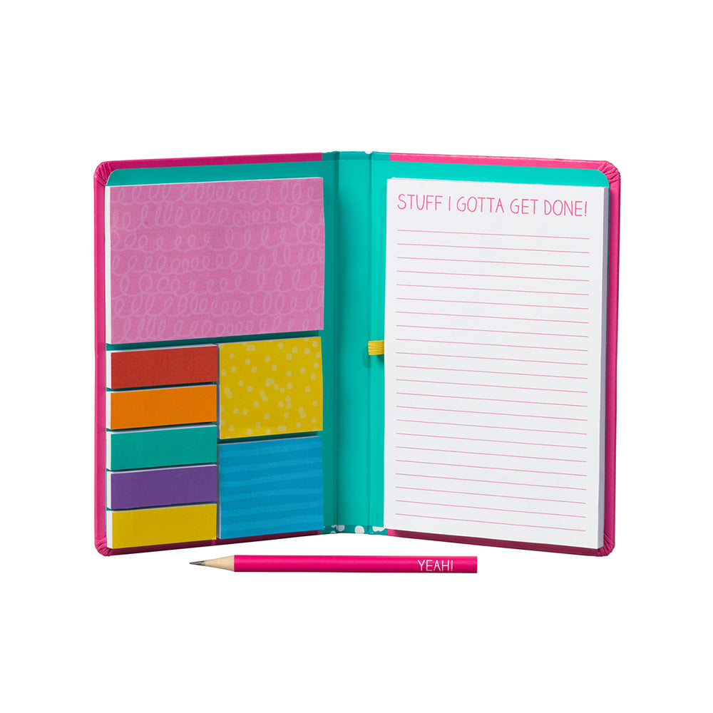 Colorful sticker notepad notebook with pen and sticky notes