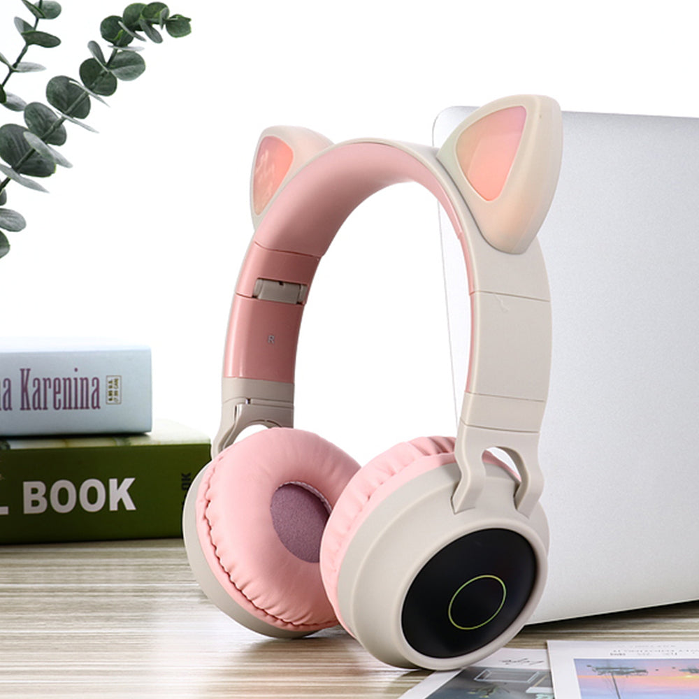 Cute Cat Ear Headphones BT028C Wireless Head-mounted Cartoon Bluetooth Gaming Headset