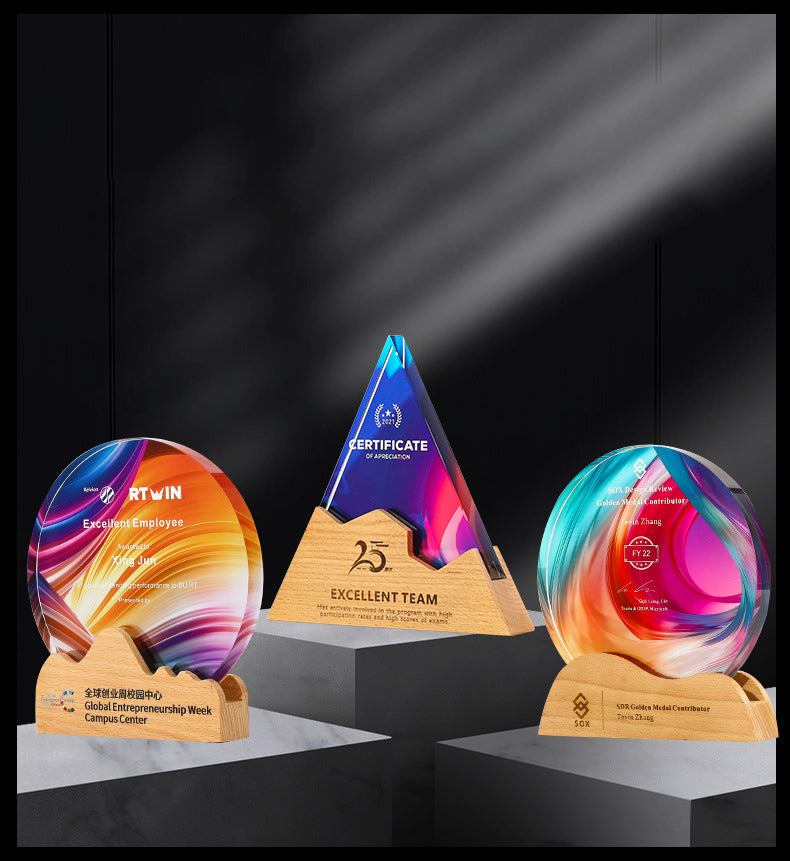 High-quality creative classic high-quality customized solid wood crystal trophy award ceremony trophy