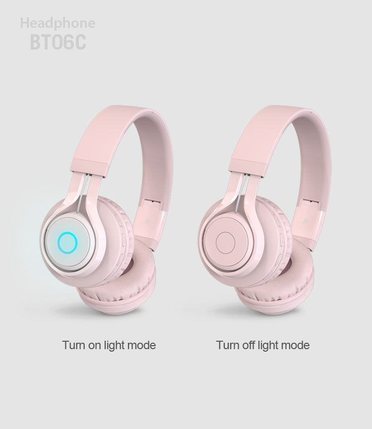 Children's Headphones Music Girls Headphones BT06C+ Head-mounted Bluetooth Headphones Wired Wireless Luminous RGB