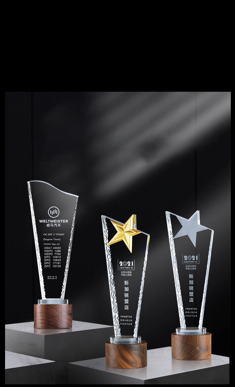 High-quality creative classic high-quality customized solid wood crystal trophy award ceremony trophy